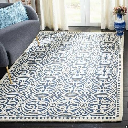 SAFAVIEH 2 x 3 ft. Accent Transitional Cambridge- Navy Blue and Ivory Hand Tufted Rug CAM123G-2